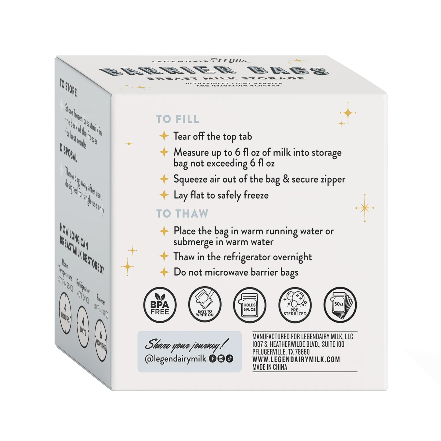 Barrier Bags for Breast Milk Storage